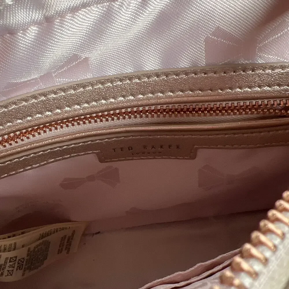 Ted Baker Rose Gold Pearl Embellished Leather Camera Bag